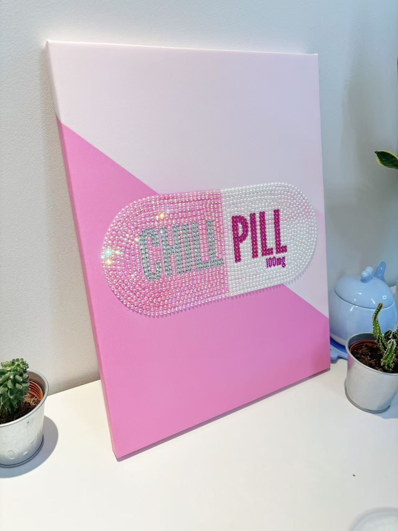 DIY Pink Chill Pill Rhinestone Canvas Art Kit