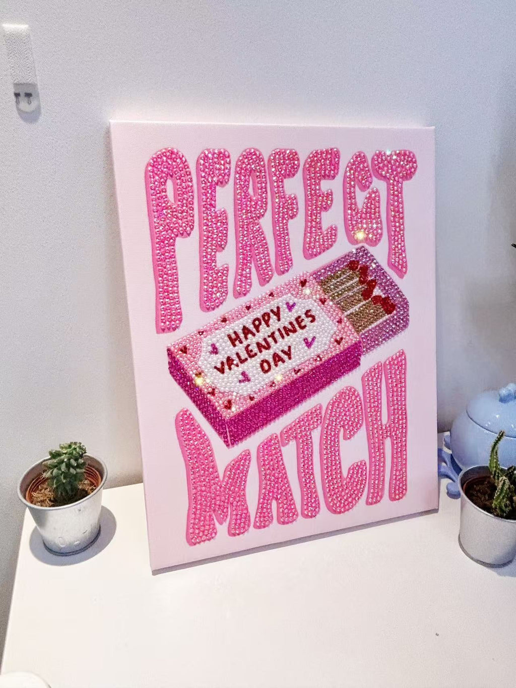 DIY Pink Perfect Match Rhinestone Rhinestone Canvas Art Kit