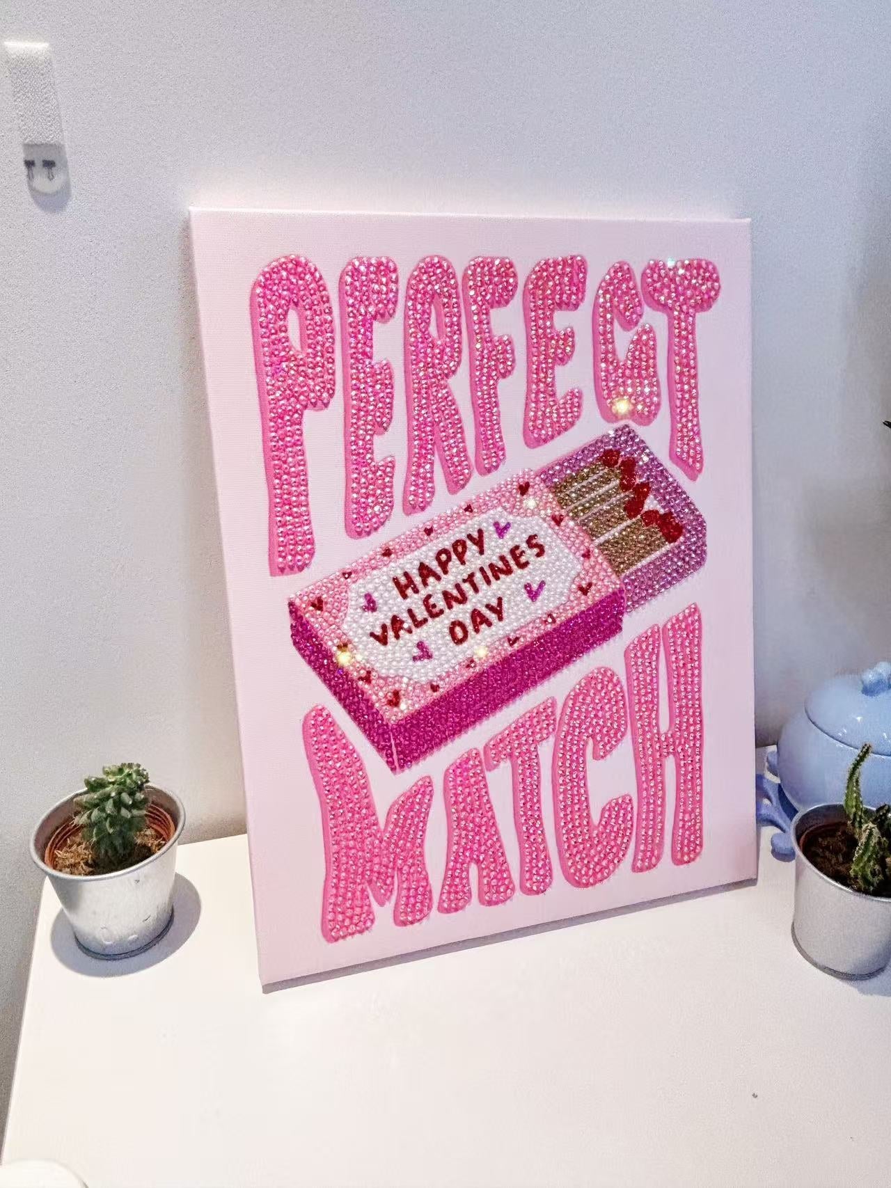 DIY Pink Perfect Match Rhinestone Rhinestone Canvas Art Kit