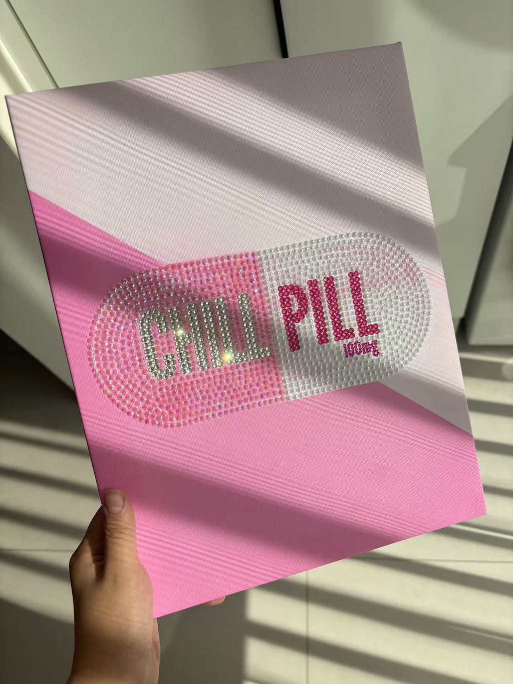 DIY Pink Chill Pill Rhinestone Canvas Art Kit