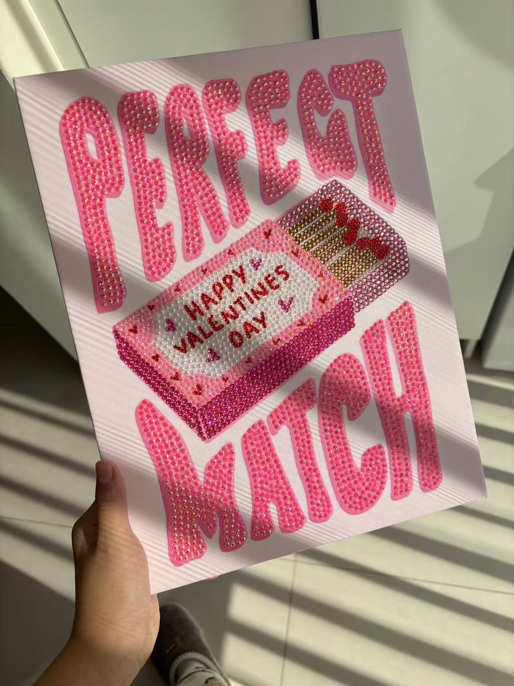 DIY Pink Perfect Match Rhinestone Rhinestone Canvas Art Kit