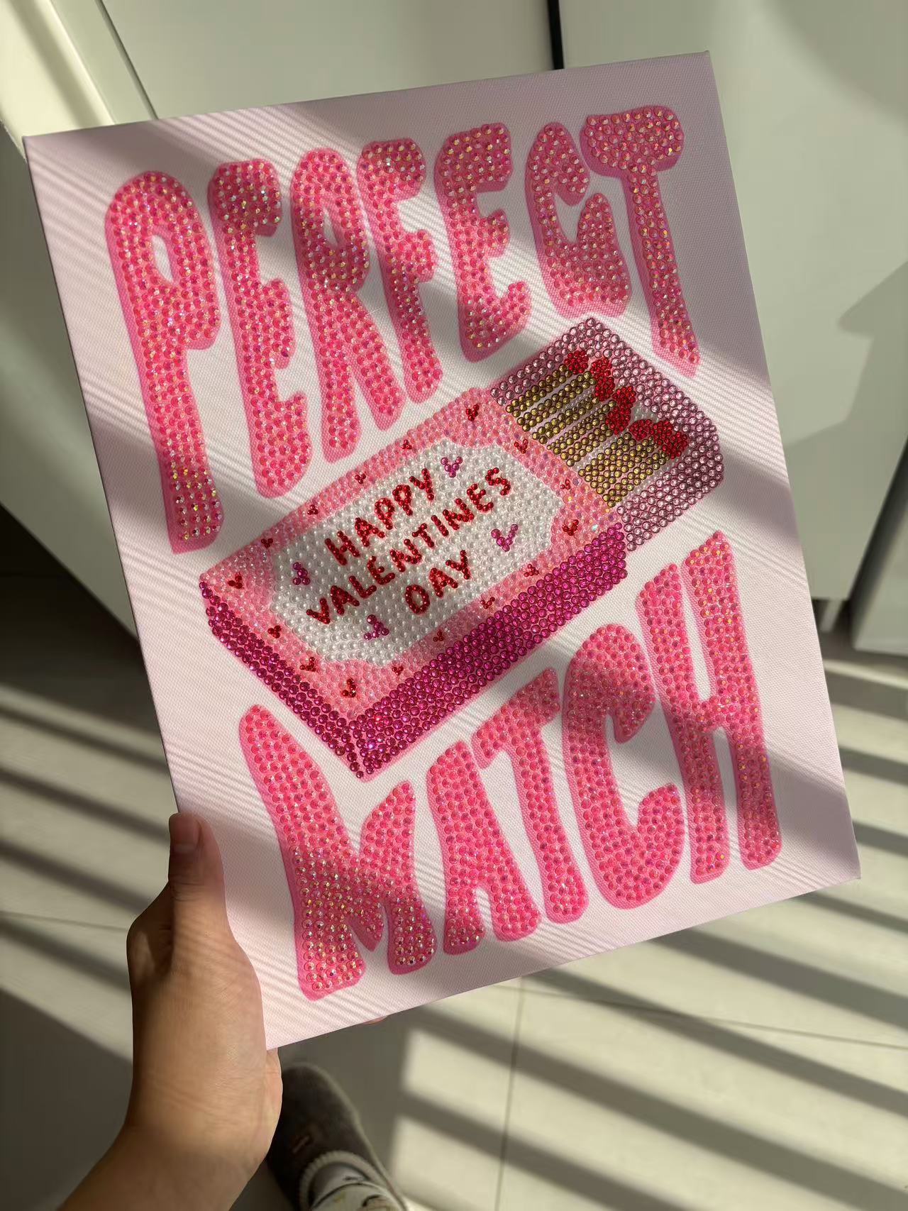 DIY Pink Perfect Match Rhinestone Rhinestone Canvas Art Kit