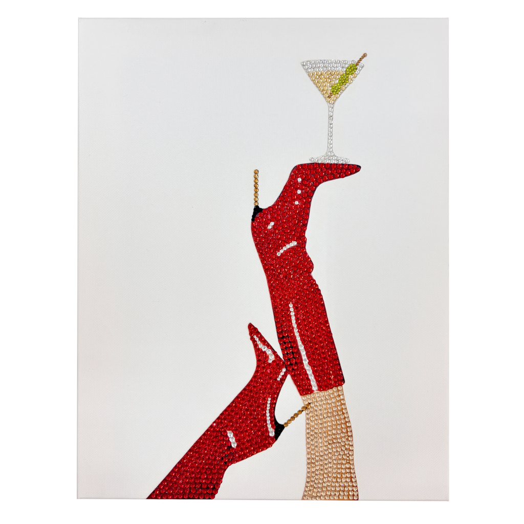 DIY Red Boots and Martini Rhinestone Canvas Art Kit
