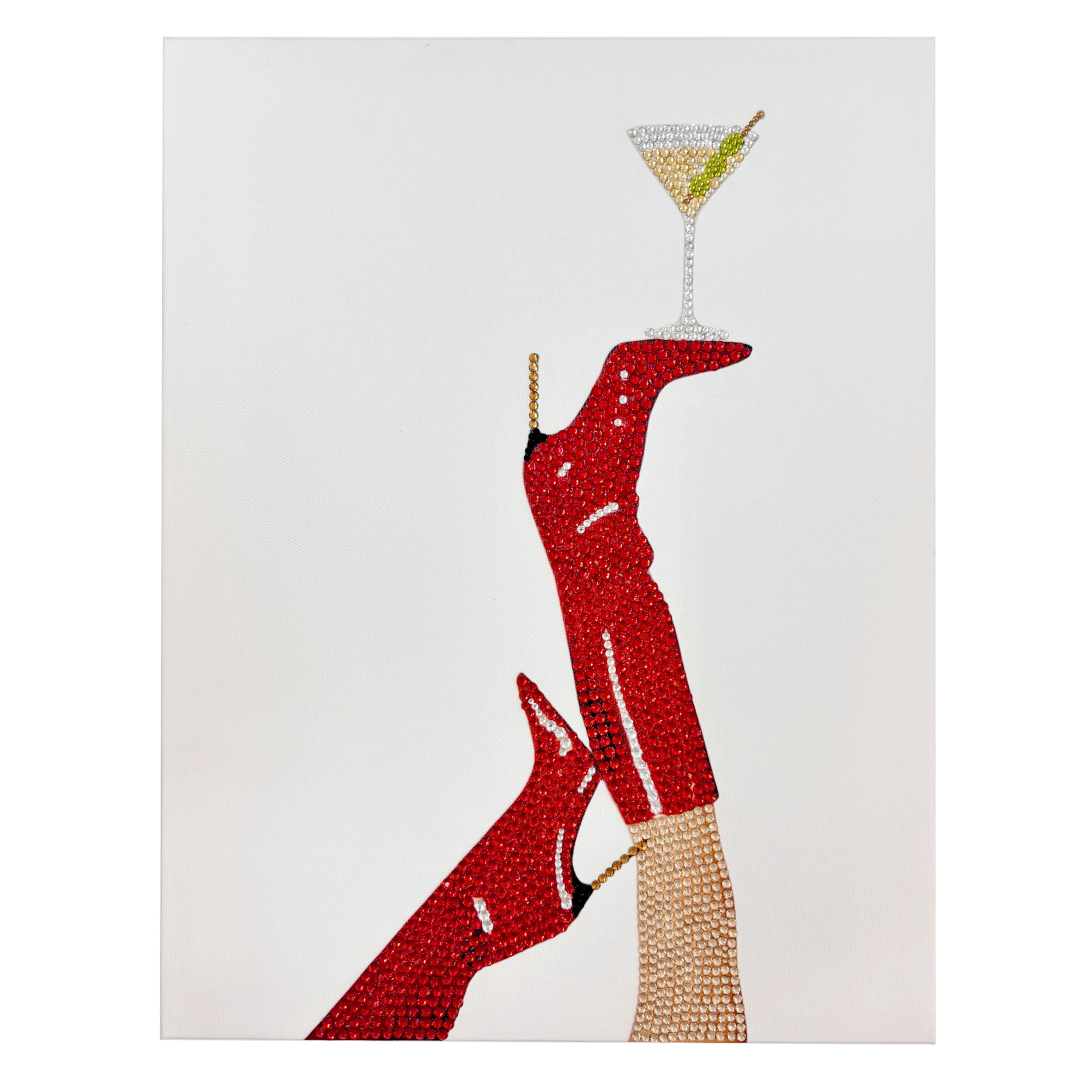 DIY Red Boots and Martini Rhinestone Canvas Art Kit