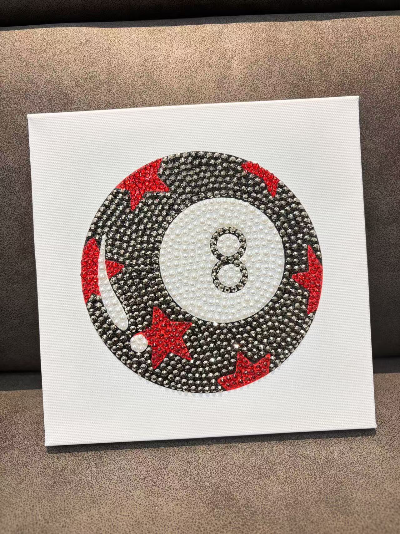 Mini DIY Rhinestone Canvas Art Kit Set (8 ball, red lip, cherry, leopard print star)