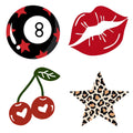 Mini DIY Rhinestone Canvas Art Kit Set (8 ball, red lip, cherry, leopard print star)