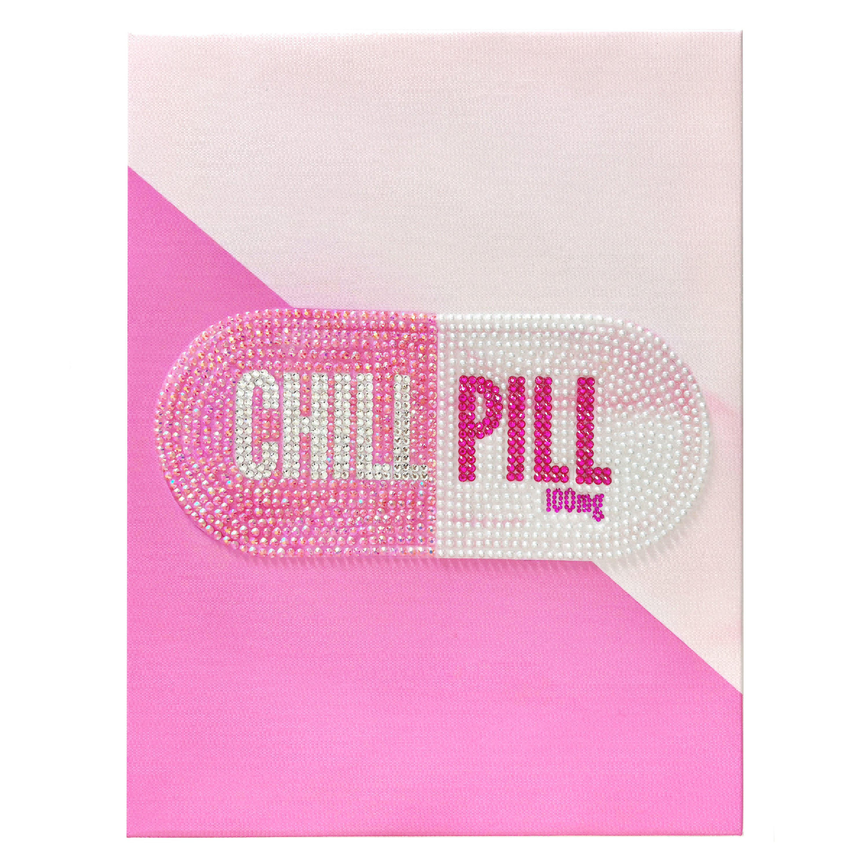 DIY Pink Chill Pill Rhinestone Canvas Art Kit
