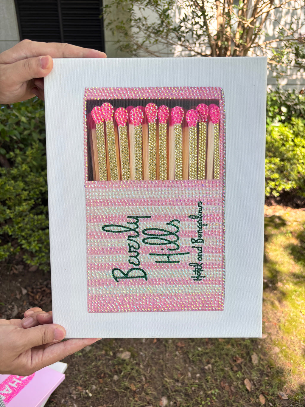 DIY Beverly Hills Hotel Pink Matchbox Rhinestone Canvas Art Kit