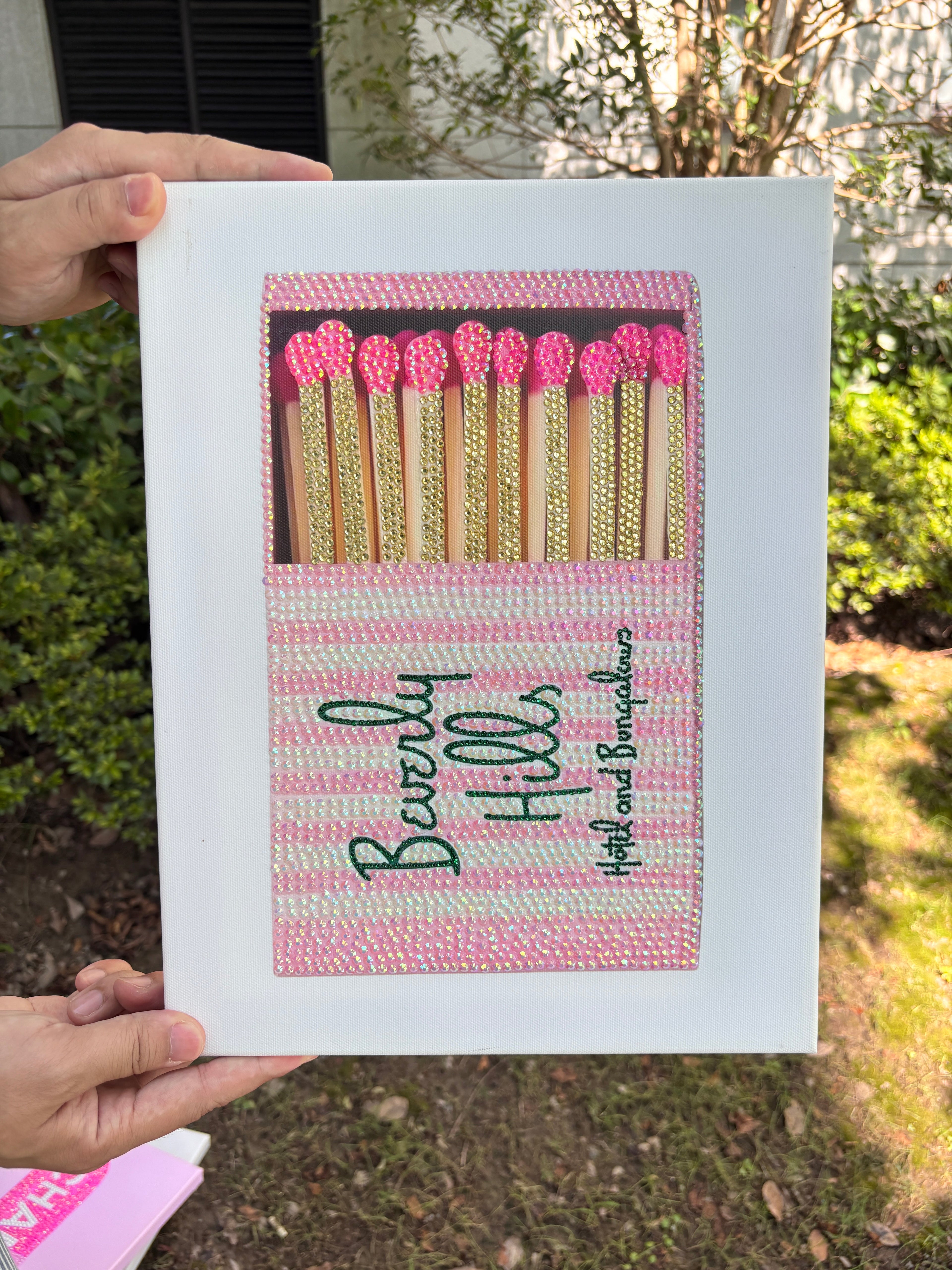 DIY Beverly Hills Hotel Pink Matchbox Rhinestone Canvas Art Kit