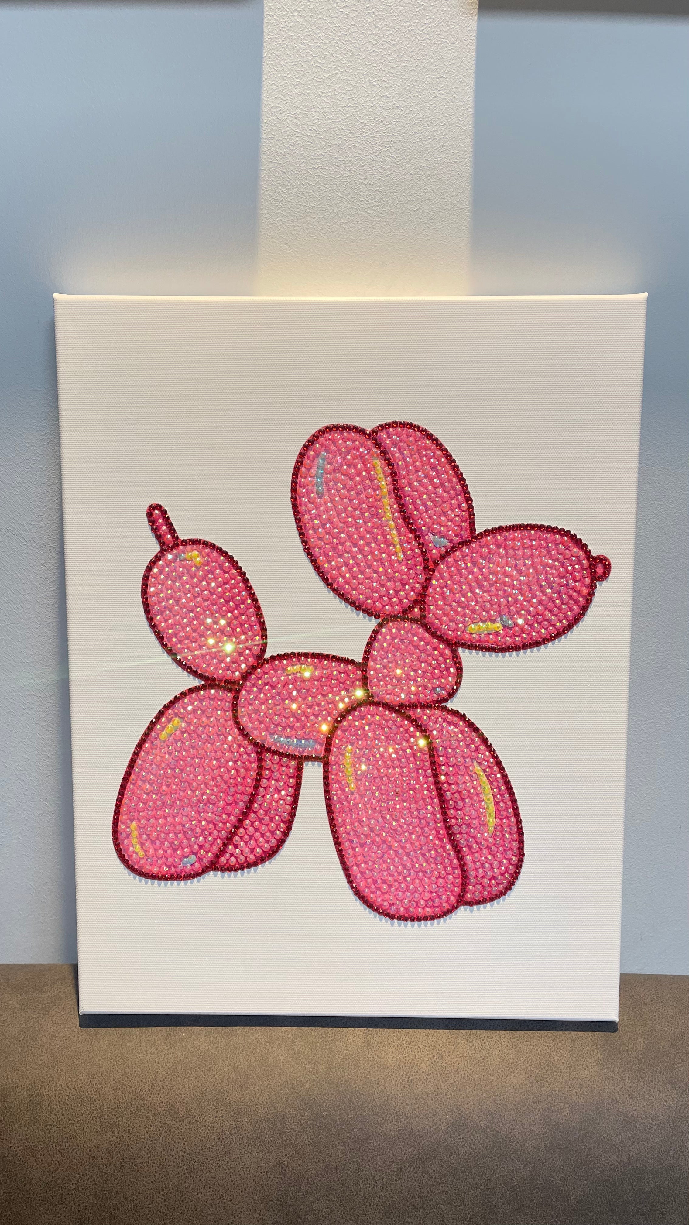 DIY Pink Ballon Dog Rhinestone Canvas Art Kit