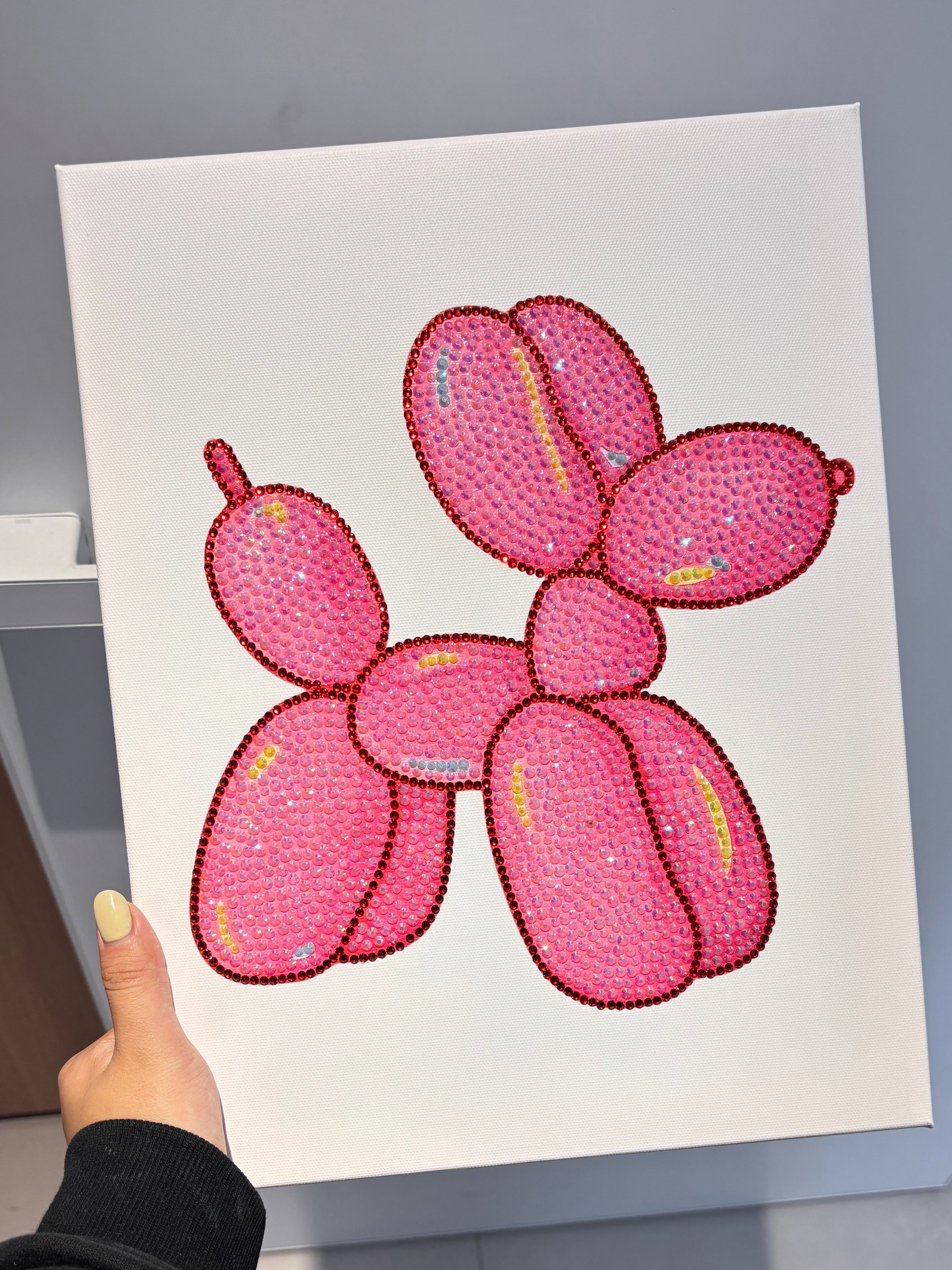 DIY Pink Ballon Dog Rhinestone Canvas Art Kit