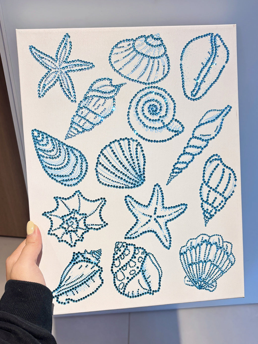 DIY Blue Sea Shell Rhinestone Canvas Art Kit