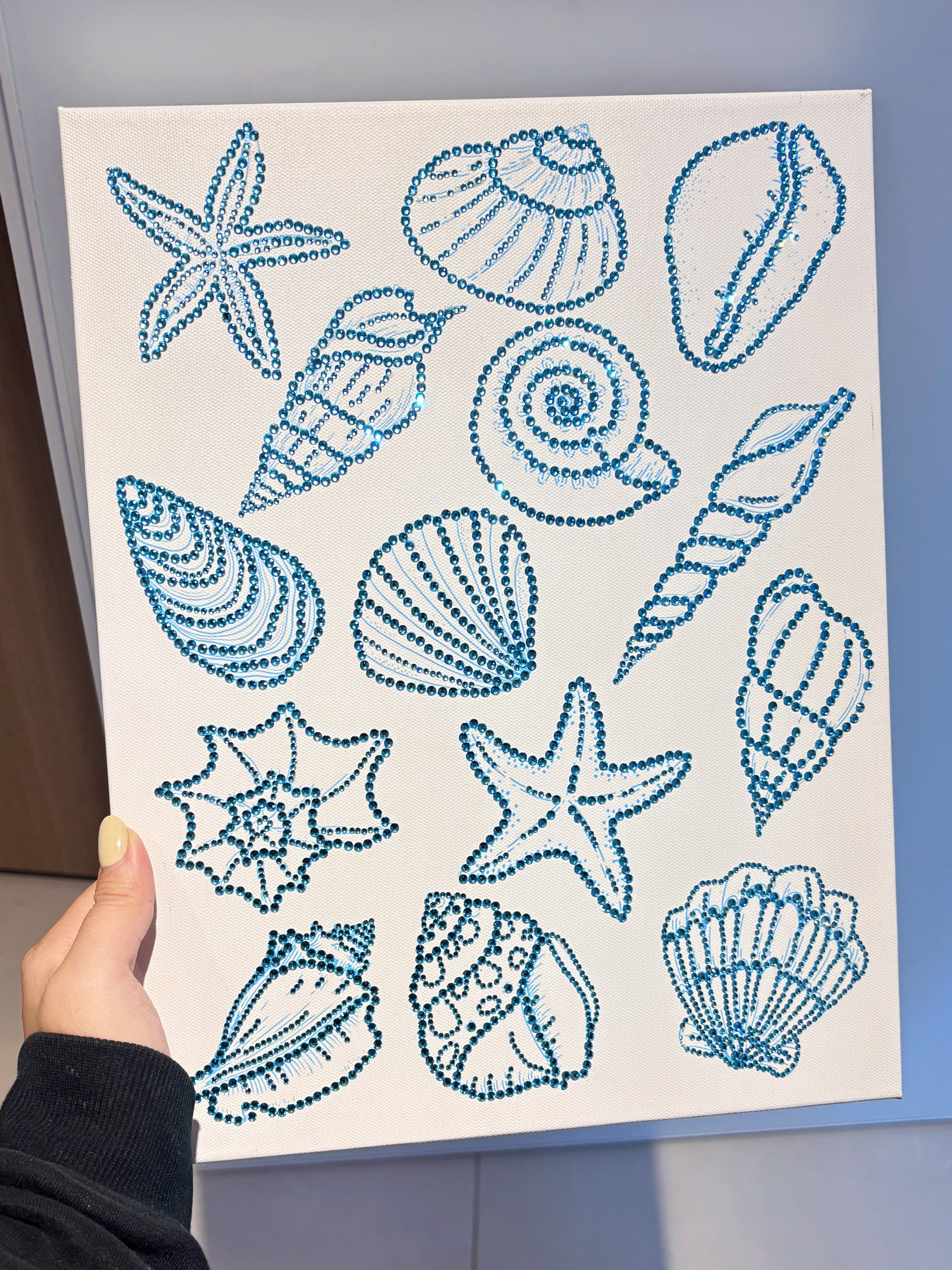 DIY Blue Sea Shell Rhinestone Canvas Art Kit