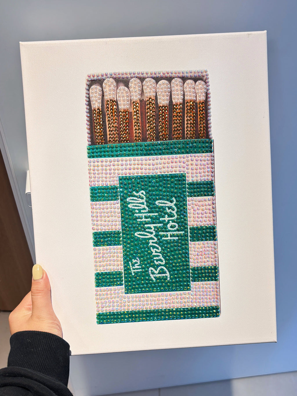 DIY Beverly Hills Hotel Green Matchbox Rhinestone Canvas Art Kit