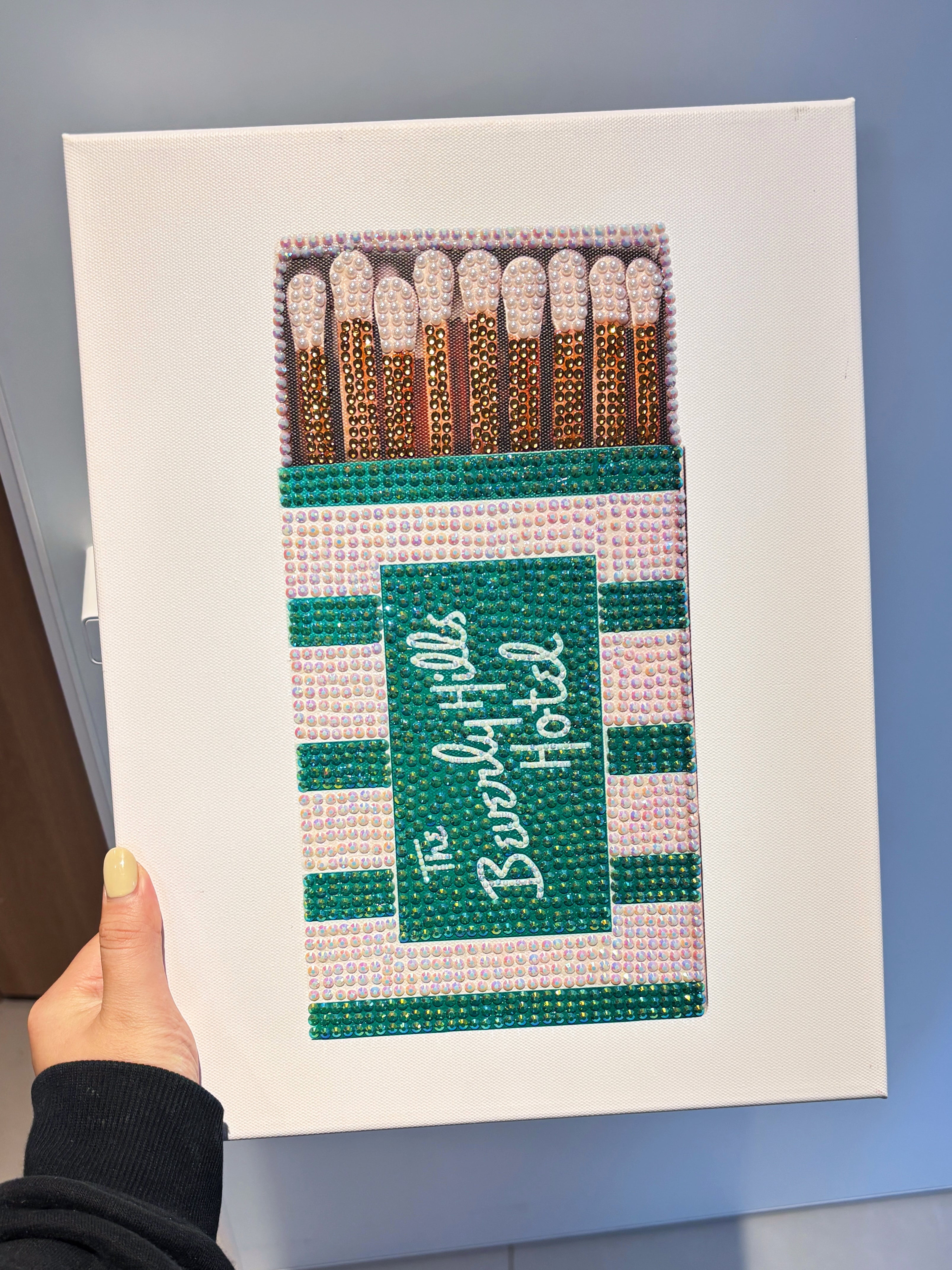 DIY Beverly Hills Hotel Green Matchbox Rhinestone Canvas Art Kit