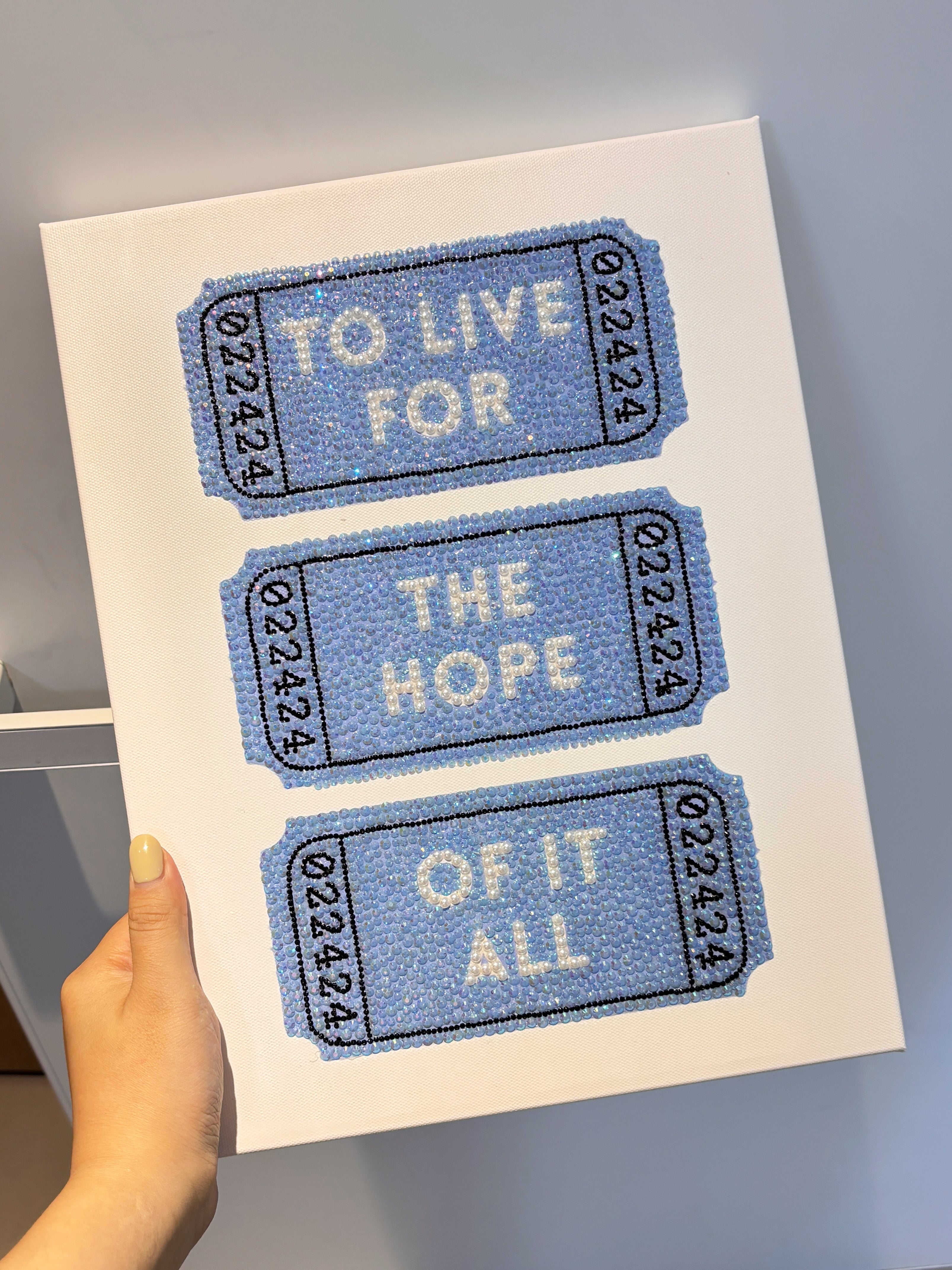 DIY Pink Ticket Rhinestone Canvas Art Kit