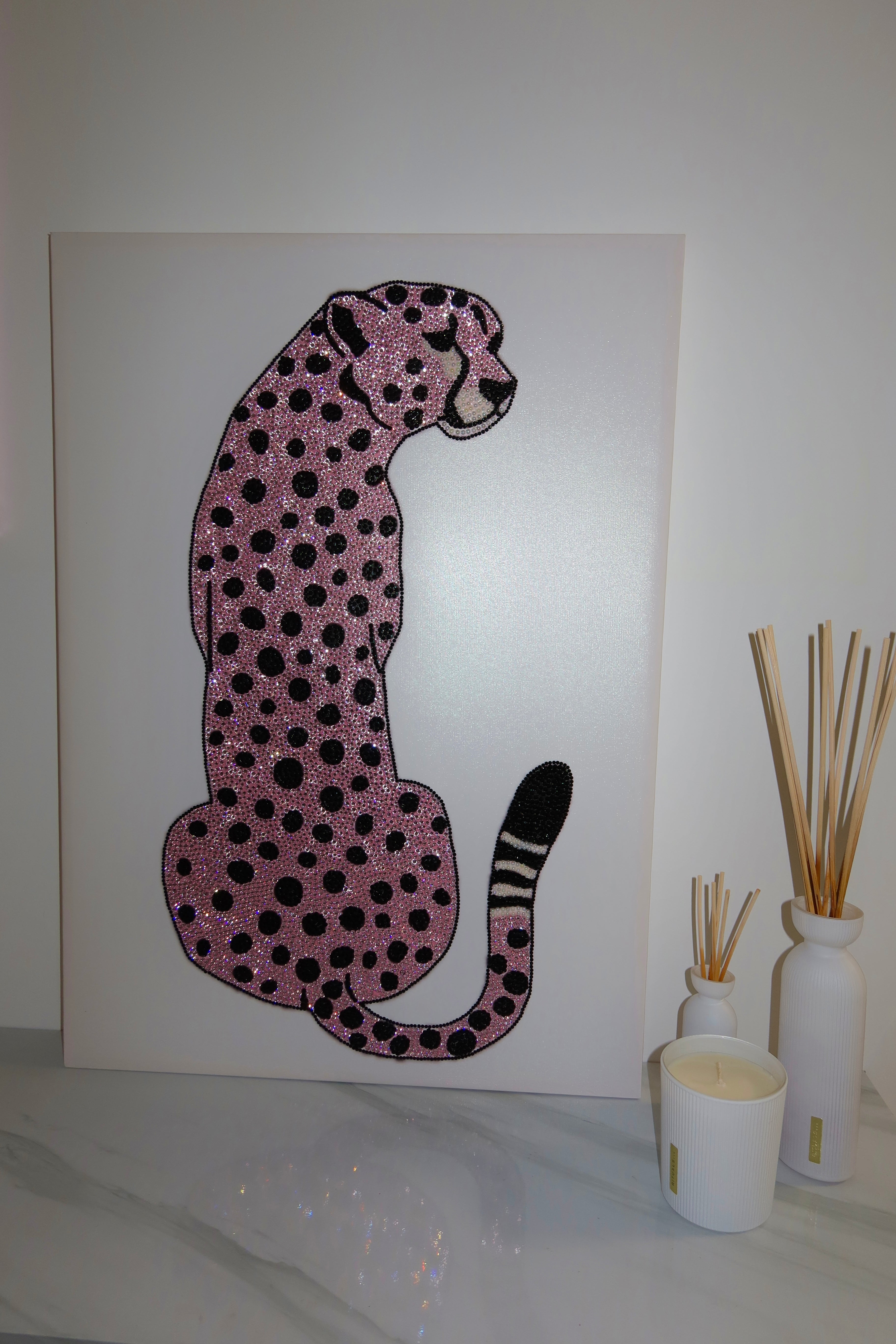 LEOPARD ROSA LEINWAND XXL